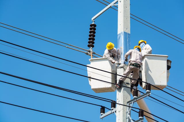 Electrician working on a cable car